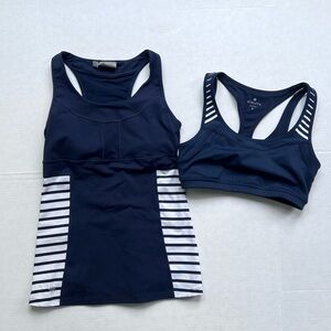 Athleta Navy and White Striped Activewear